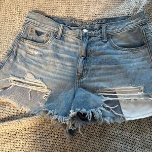American Eagle high rise distressed  festival Denim Shorts